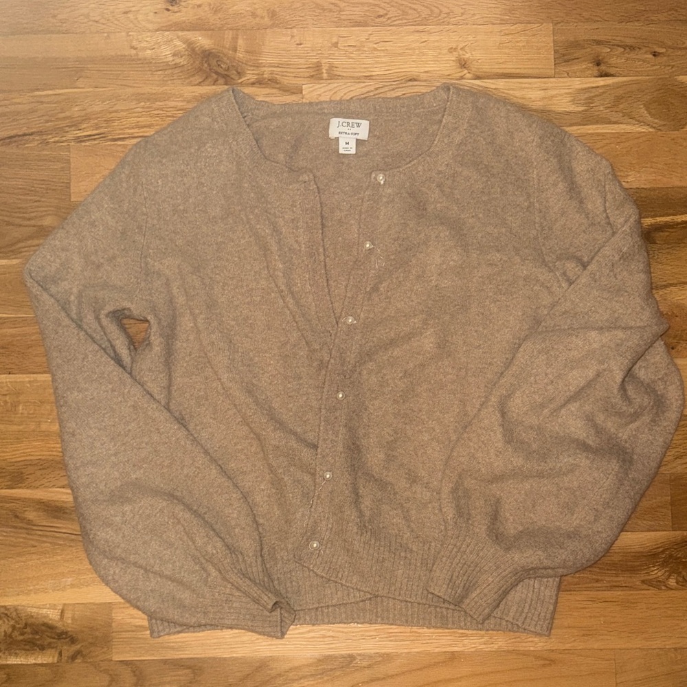 J. Crew Oversized Slouchy Cardigan • French Girl Style • Pearl Buttons
